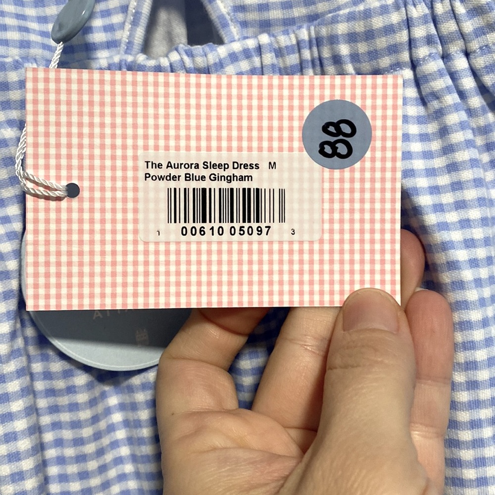 Hill House Aurora Sleep Dress Power Blue Gingham size M new with tags! - Picture 8 of 10